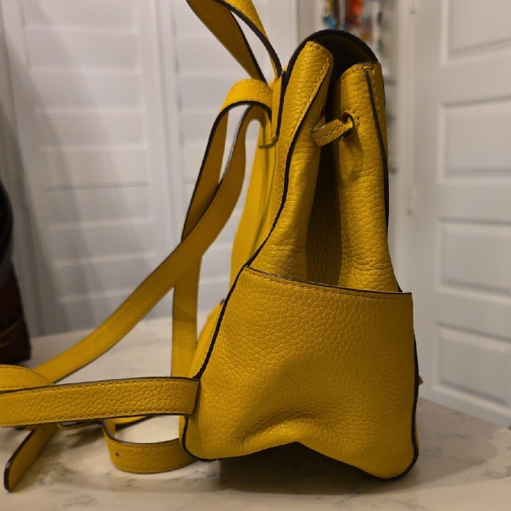 Tory Burch Chic Yellow Leather Backpack with Tassels - Picture 3 of 14